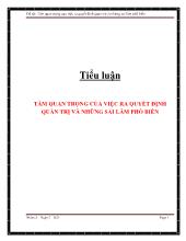 Tiểu luận Tầm quan trọng của việc ra quyết định quản trị và những sai lầm phổ biến