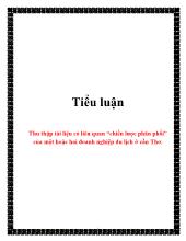 Tiểu luận Thu thập tài liệu có liên quan “chiến lược phân phối” của một hoặc hai doanh nghiệp du lịch ở cần Thơ