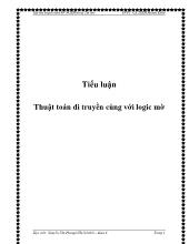 Tiểu luận Thuật toán di truyền cùng với logic mờ