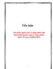 Tiểu luận Tìm hiểu, phân tích và nhận định tình hình kinh doanh công ty Thực phẩm Quốc Tế (mã cổ phiếu IFS)