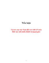 Tiểu luận Vai trò của việt Nam đối với ASEAN trên lĩnh vực anh ninh-Chính trị-ngoại giao