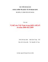 Tiểu luận Vị thế của Việt Nam trong khối ASEAN từ năm 2000 đến 2009