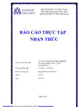 Báo cáo thực tập nhận thức tại Chi nhánh công ty cổ phần quê hương liberty – trung tâm hội nghị & tiệc cưới metropole