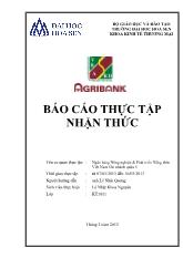 Báo cáo Thực tập nhận thức tại Ngân hàng Nông nghiệp & Phát triển Nông thôn Việt Nam Chi nhánh quận 5