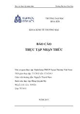 Báo cáo Thực tập nhận thức tại Ngân hàng thương mại cổ phần ngoại thương Việt Nam
