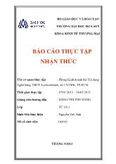 Báo cáo thực tập nhận thức tại Phòng Kinh doanh thẻ Tín dụng Ngân hàng Thương mại cổ phần Techcombank, số 6 Nguyễn Thị Minh Khai, Thành phố Hồ Chí Minh