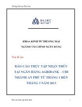 Đề án Thực tập nhận thức tại ngân hàng Agribank – chi nhánh An Phú từ tháng 1 đến tháng 3 năm 2013