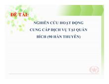 Đề tài Nghiên cứu hoạt động cung cấp dịch vụ tại Quán Bích (90 Hàn Thuyên)