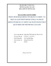 Phân tích hoạt động tín dụng cá nhân và một số giải pháp nhằm nâng cao hoạt động tín dụng cá nhân tại ngân hàng thương mại cổ phần quân đội chi nhánh Bắc Sài Gòn