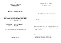 Quản lý vốn đầu tư nhà nước vào khu vực nông thôn tại tỉnh Sainhabury nước Cộng hòa dân chủ nhân dân Lào