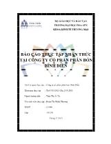 Báo cáo Thực tập nhận thức tại công ty cổ phần phân bón Bình Điền