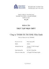 Báo cáo Thực tập nhận thức tại Công ty TNHH sản xuất thương mại xuất nhập khẩu Gốm Xanh