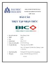 Báo cáo Thực tập nhận thức tại Tổng công ty bảo hiểm BIDV