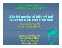Bảo hộ quyền sở hữu trí tuệ Thực trạng & giải pháp ở Việt Nam Bảo hộ quyền sở hữu trí tuệ Thực trạng & giải pháp ở Việt Nam