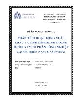 Đề án Phân tích hoạt động xuất khẩu và tình hình kinh doanh ở công ty cổ phần công nghiệp cao su miền Nam (casumina)