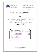 Đề tài Phân tích hoạt động kinh doanh bán hàng nội địa của công ty TNHH thương mại kinh tế Cao Duy Hải