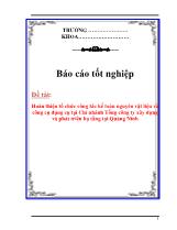 Đề tài Hoàn thiện tổ chức công tác kế toán nguyên vật liệu và công cụ dụng cụ tại Chi nhánh Tổng công ty xây dựng và phát triển hạ tầng tại Quảng Ninh