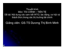Đề tài Nội dung các cam kết WTO, tác động, cơ hội và thách thức trong các thị trường tài chính