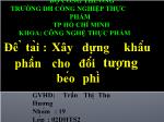 Đề tài Xây dựng khẩu phần cho đối tượng béo phì
