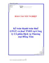 Kế toán thanh toán thuế giá trị gia tăng và thuế thu nhập doanh nghiệp tại Công ty Cổ phần Dịch vụ Thương mại Đồng Tâm