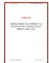 Luận văn Thẩm định tài chính của ngân hàng trong hoạt động cho vay