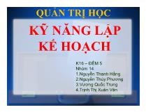 Quản trị học kỹ năng lập kế hoạch