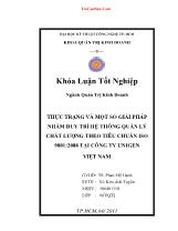 Thực trạng và một số giải pháp nhằm duy trì hệ thống quản lý chất lượng theo tiêu chuẩn ISO 9001:2008 tại công ty Unigen