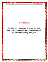 Tiểu luận Các hình thức kích thích tài chính và phi tài chính đối với người lao động trong công ty cổ phần đầu tư xây dựng Trung Nam