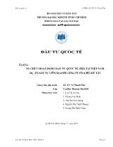Tổ chức hoạt động đầu tư quốc tế (FDI) tại Việt Nam dự án đầu tư liên doanh công ty Itochu - Mỹ tài