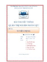 Bài thuyết trình quản trị nguồn nhân lực - Tuyển dụng