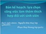 Bản kế hoạch: Lựa chọn công việc làm thêm thích hợp đối với sinh viên