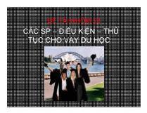 Các sản phẩm – Điều kiện – Thủ tục cho vay du học