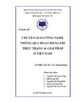 Chuyên đề Chuyển giao công nghệ thông qua hoạt động FDI thực trạng và giải pháp ở Việt Nam