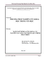 Chuyên đề Phương pháp nghiên cứu khoa học trong tin học