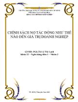 Đề tài Chính sách nợ tác động như thế nào đến giá trị doanh nghiệp