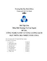 Đề tài Công nghệ xanh và năng lượng sạch hạt nhân, địa nhiệt, fuel cell