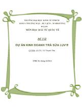 Đề tài Dự án kinh doanh trà sữa luv’e