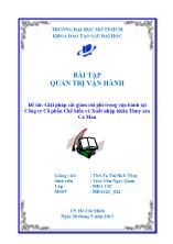 Đề tài Giải pháp cắt giảm chi phí trong vận hành tại công ty cổ phần chế biến và xuất nhập khẩu thuỷ sản Cà Mau