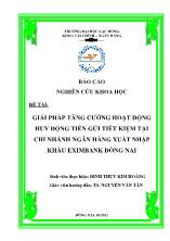 Đề tài Giải pháp tăng cường hoạt động huy động tiền gửi tiết kiệm tại chi nhánh ngân hàng xuất nhập khẩu eximbank Đồng Nai