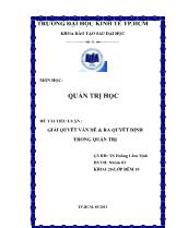 Đề tài Giải quyết vấn đề và ra quyết định trong quản trị
