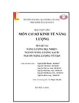Đề tài Năng lượng địa nhiệt - Nguồn năng lượng sạch-nguồn năng lượng vô tận