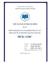 Đề tài Phân tích báo cáo tài chính công ty cổ phần sản xuất thương mại may Sài Gòn