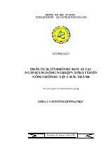 Đề tài Phân tích tình hình cho vay tại ngân hàng nông nghiệp và phát triển nông thôn huyện Châu Thành