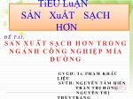 Đề tài Sản xuất sạch hơn trong ngành công nghiệp mía đường