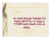 Đề tài So sánh doanh nghiệp tư nhân (dntn) và công ty TNHH một thành viên cá nhân