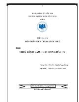 Đề tài Thuế đánh vào hoạt động đầu tư