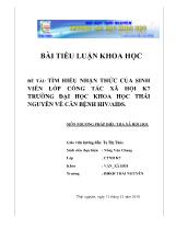 Đề tài Tìm hiểu nhận thức của sinh viên lớp công tác xã hội k7 trường đại học khoa học thái nguyên về căn bệnh hiv/aids