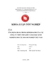 Đề tài Ứng dụng blog trong kinh doanh của các công ty trên thế giới và bài học kinh nghiệm cho các doanh nghiệp Việt Nam