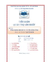 Đề tài Ứng dụng mô hình chuỗi cung ứng rau an toàn tại Thành phó Hồ Chí Minh