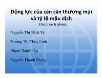 Động lực của cán cân thương mại và tỷ lệ mậu dịch